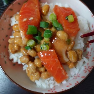 絶品☆納豆サーモン丼